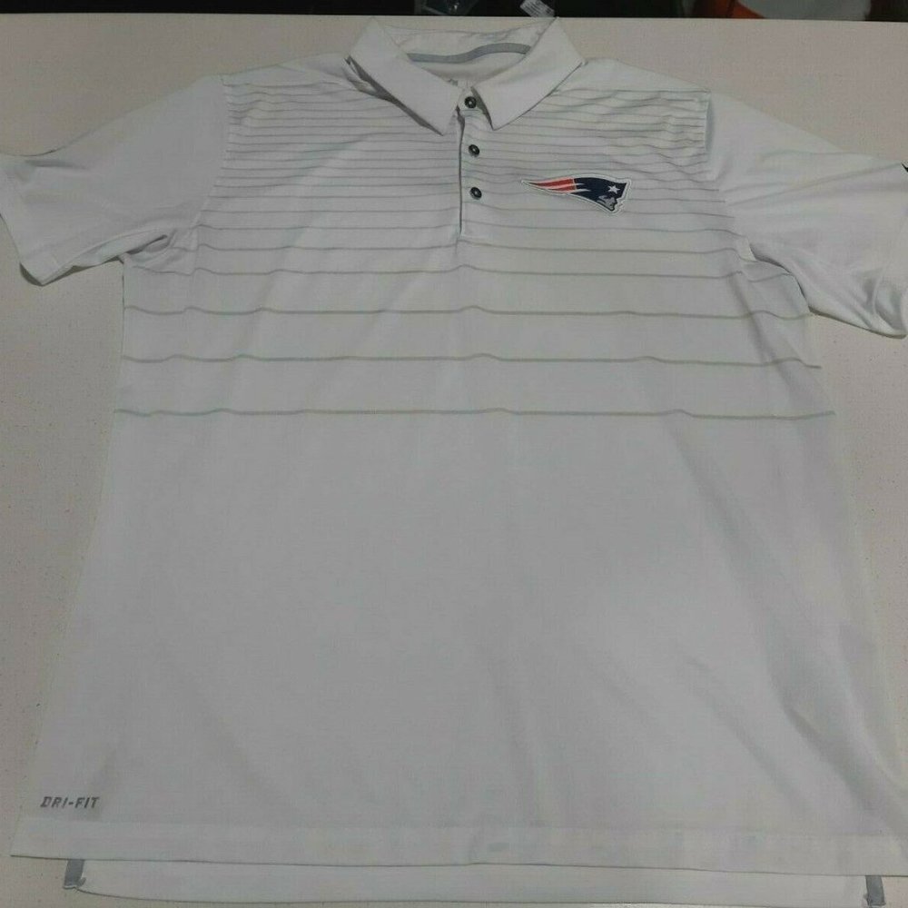 Nike Dri-Fit Golf Polo Shirt, New England Patriots NFL, Men's size XL White